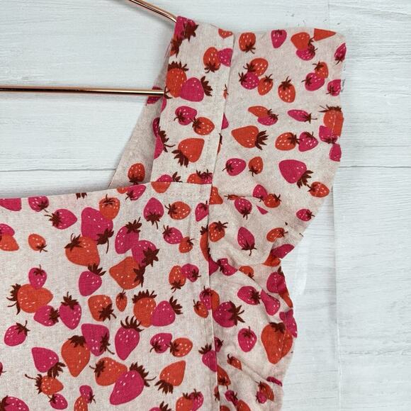 Ann Taylor Top M Berry Bunches Linen Blend Square Neck Smocked Flutter Sleeves - Picture 4 of 11